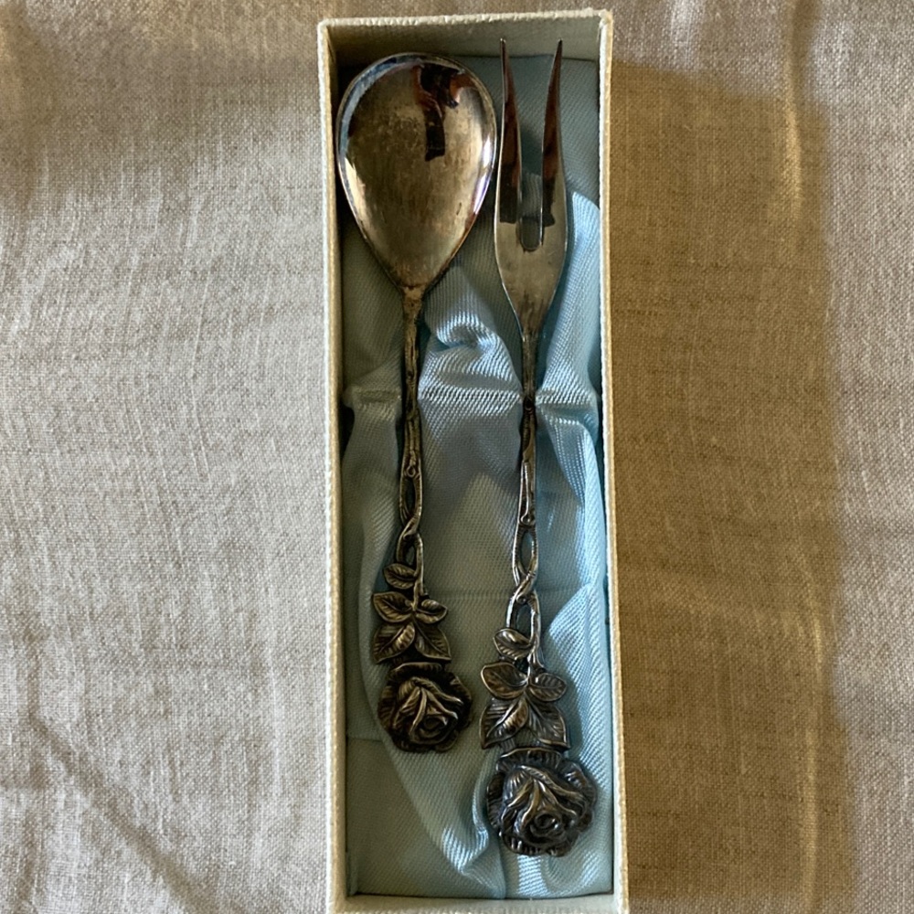 Vintage silver fork and spoon